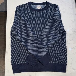 J. Crew Birdseye Navy and White Crewneck Sweater